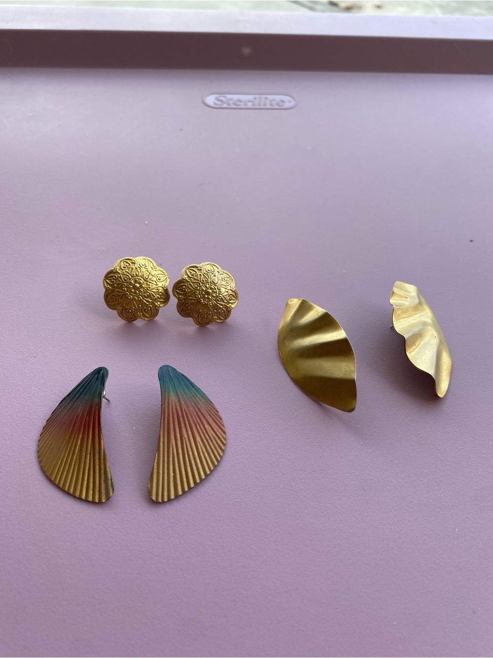 3 pairs of vintage pretty metal earrings